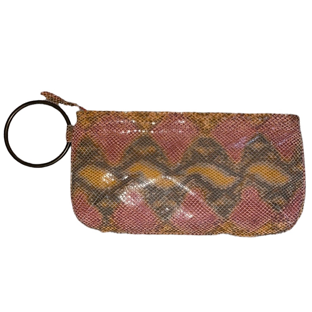 Vintage Snake Print Leather Clutch by Newport News